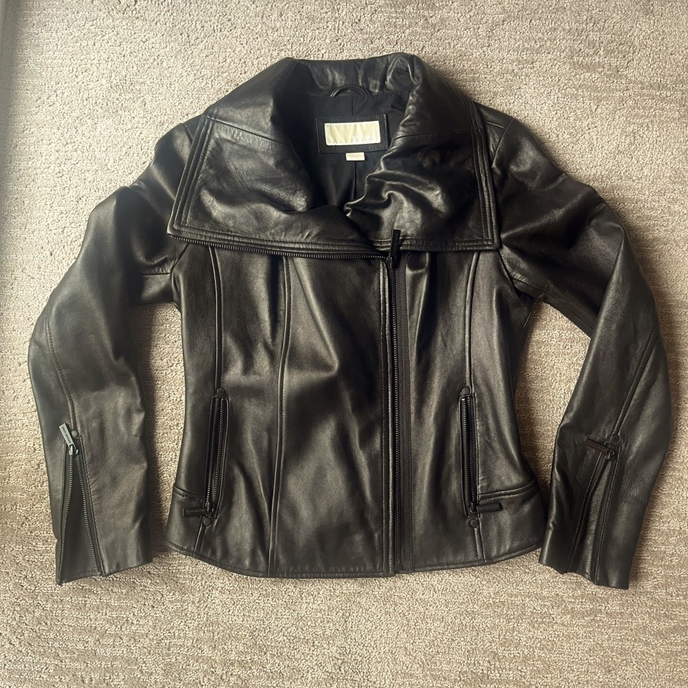 Michael Kors leather jacket black